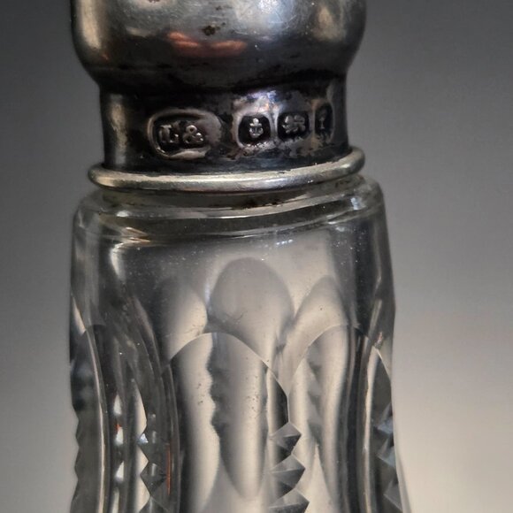 Antique Cut Crystal Shaker with Sterling Top - Picture 2 of 2